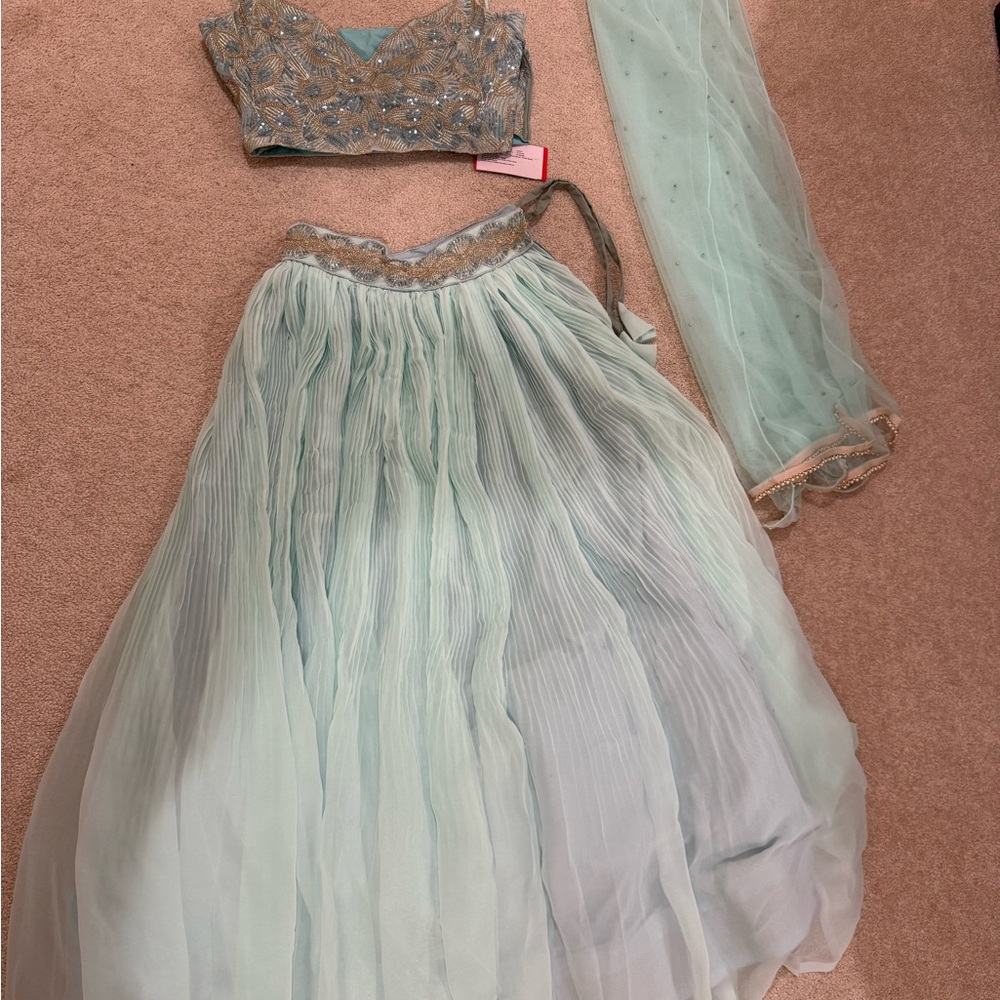 Elegant Light Blue Embroidered Lehenga Set, Brand New with Tag, Never Worn, M